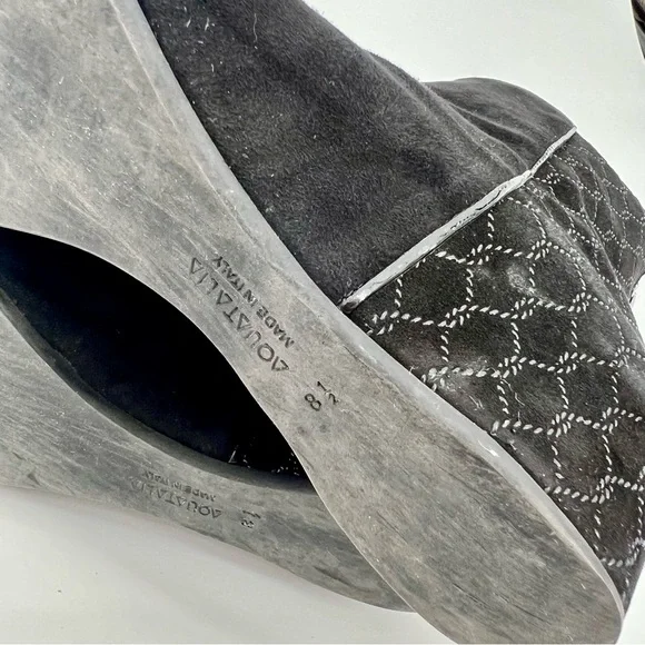 Aquatalia Women Suede Leather Chelsea Boots Black Wedge Heels Booties Size 8.5 - Picture 10 of 10